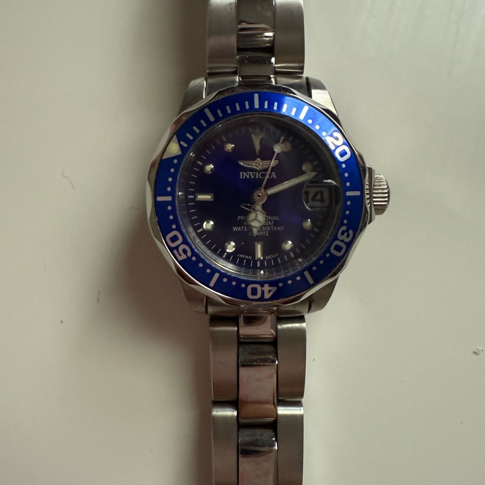 Invicta Blue Dial Silver Bracelet Watch